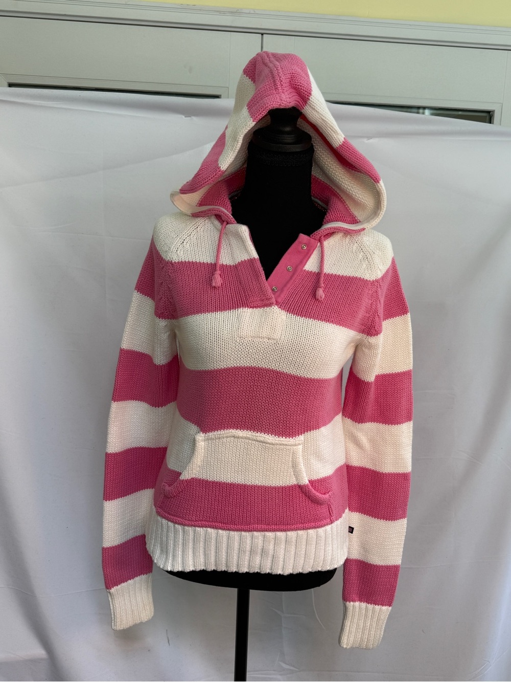 Polo by Ralph Lauren Pink & White Striped Hooded Pullover